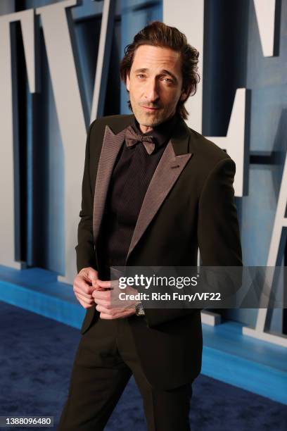 Adrien Brody attends the 2022 Vanity Fair Oscar Party hosted by Radhika Jones at Wallis Annenberg Center for the Performing Arts on March 27, 2022 in...