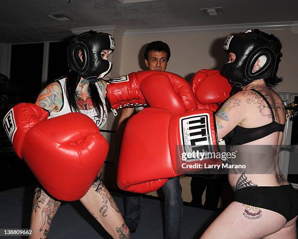 Michelle Bombshell McGee poses prior too a celebrity boxing match on February 11, 2012 in Fort Lauderdale, Florida.