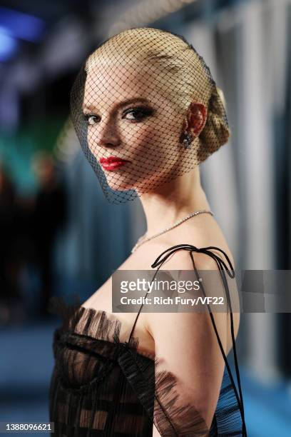 Anya Taylor-Joy attends the 2022 Vanity Fair Oscar Party hosted by Radhika Jones at Wallis Annenberg Center for the Performing Arts on March 27, 2022...