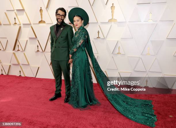 Carlos Lopez Estrada and Kelly Marie Tran attend the 94th Annual Academy Awards at Hollywood and Highland on March 27, 2022 in Hollywood, California.