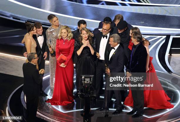 Emilia Jones, Daniel Durant, Sian Heder, Marlee Matlin, Eugenio Derbez, Fabrice Gianfermi, Patrick Wachsberger, Justin Maurer, Troy Kotsur, Amy...