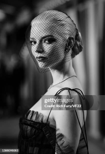 Anya Taylor-Joy attends the 2022 Vanity Fair Oscar Party hosted by Radhika Jones at Wallis Annenberg Center for the Performing Arts on March 27, 2022...