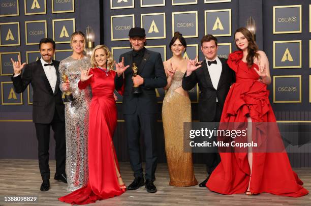 Emilia Jones, Daniel Durant, Sian Heder, Marlee Matlin, Eugenio Derbez, Fabrice Gianfermi, Patrick Wachsberger, Justin Maurer, Troy Kotsur, Amy...