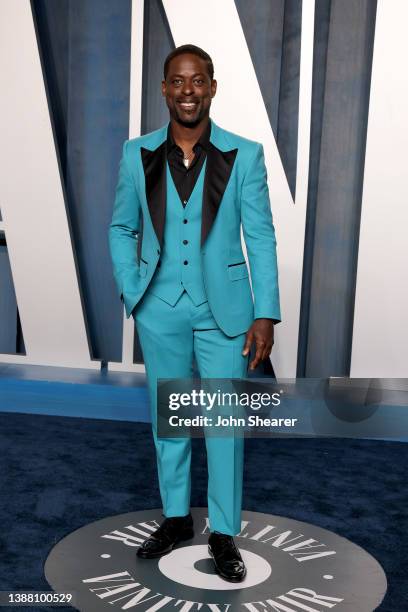 Sterling K. Brown attends the 2022 Vanity Fair Oscar Party Hosted By Radhika Jones at Wallis Annenberg Center for the Performing Arts on March 27,...