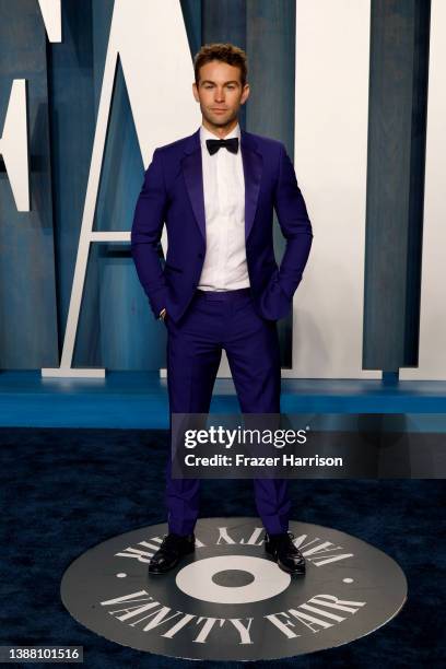 Chace Crawford attends the 2022 Vanity Fair Oscar Party hosted by Radhika Jones at Wallis Annenberg Center for the Performing Arts on March 27, 2022...