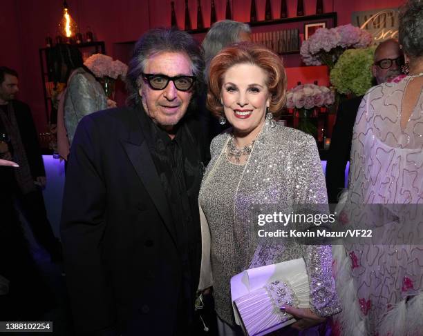 Al Pacino and Kat Kramer attend the 2022 Vanity Fair Oscar Party hosted by Radhika Jones at Wallis Annenberg Center for the Performing Arts on March...