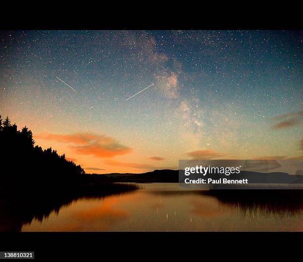 milky way reflection in lake - dumfries and galloway stock pictures, royalty-free photos & images