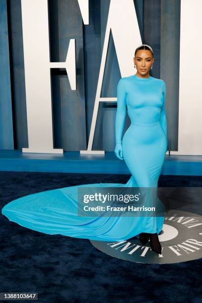 Kim Kardashian attends the 2022 Vanity Fair Oscar Party hosted by Radhika Jones at Wallis Annenberg Center for the Performing Arts on March 27, 2022...