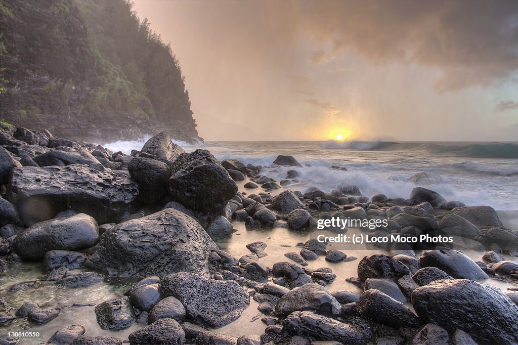 Na Pali Coast at sunset