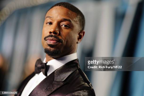 Michael B. Jordan attends the 2022 Vanity Fair Oscar Party hosted by Radhika Jones at Wallis Annenberg Center for the Performing Arts on March 27,...