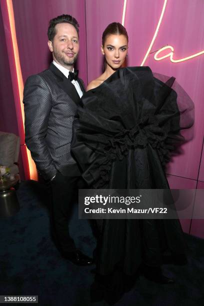 Derek Blasberg and Kendall Jenner attend the 2022 Vanity Fair Oscar Party hosted by Radhika Jones at Wallis Annenberg Center for the Performing Arts...