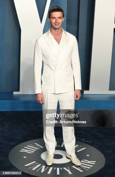 Patrick Schwarzenegger attends the 2022 Vanity Fair Oscar Party hosted by Radhika Jones at Wallis Annenberg Center for the Performing Arts on March...