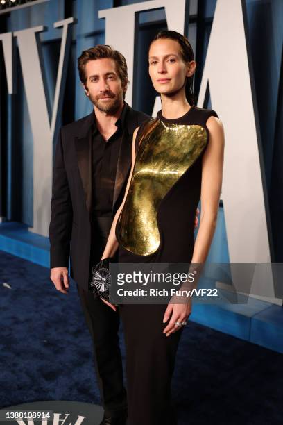 Jake Gyllenhaal and Jeanne Cadieu attend the 2022 Vanity Fair Oscar Party hosted by Radhika Jones at Wallis Annenberg Center for the Performing Arts...
