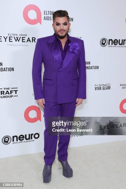 Adam Lambert attends Elton John AIDS Foundation's 30th Annual Academy Awards Viewing Party on March 27, 2022 in West Hollywood, California.