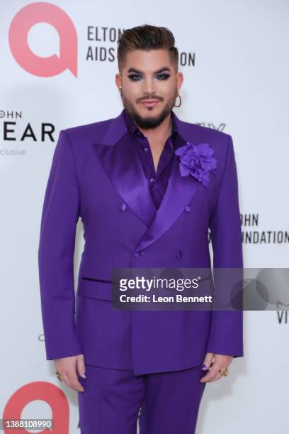 Adam Lambert attends Elton John AIDS Foundation's 30th Annual Academy Awards Viewing Party on March 27, 2022 in West Hollywood, California.