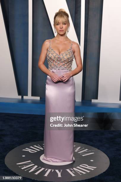 Sydney Sweeney attends the 2022 Vanity Fair Oscar Party Hosted By Radhika Jones at Wallis Annenberg Center for the Performing Arts on March 27, 2022...