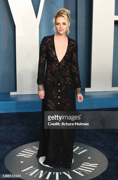 Kristen Stewart attends the 2022 Vanity Fair Oscar Party hosted by Radhika Jones at Wallis Annenberg Center for the Performing Arts on March 27, 2022...