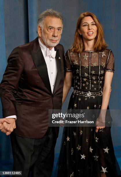 Francis Ford Coppola and Sofia Coppola attend the 2022 Vanity Fair Oscar Party hosted by Radhika Jones at Wallis Annenberg Center for the Performing...