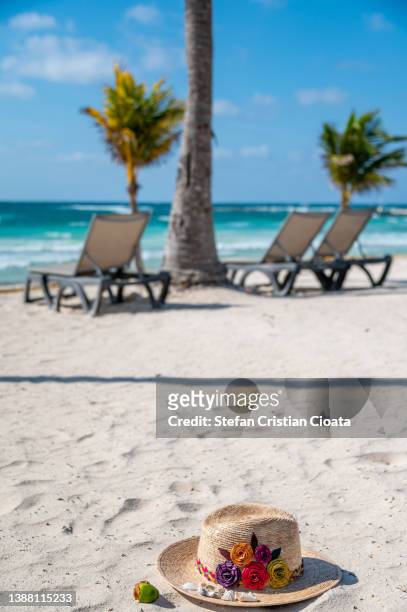 summer beach holiday scene, mexico - yucatan peninsula - fotografias e filmes do acervo