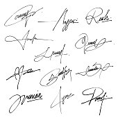 Collection of vector signatures fictitious Autograph. Signature for convention.