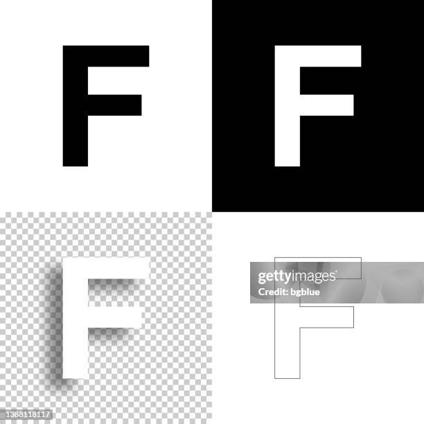 buchstabe f. symbol für design. leere, weiße und schwarze hintergründe - liniensymbol - f stock-grafiken, -clipart, -cartoons und -symbole