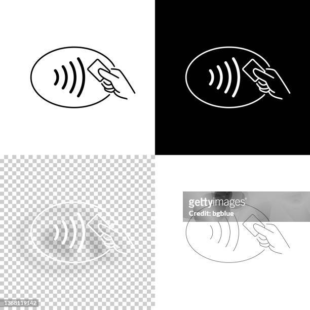 stockillustraties, clipart, cartoons en iconen met contactless payment. icon for design. blank, white and black backgrounds - line icon - contactloze betaling
