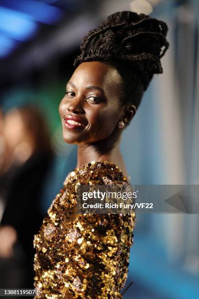 Lupita Nyong'o attends the 2022 Vanity Fair Oscar Party hosted by Radhika Jones at Wallis Annenberg Center for the Performing Arts on March 27, 2022...