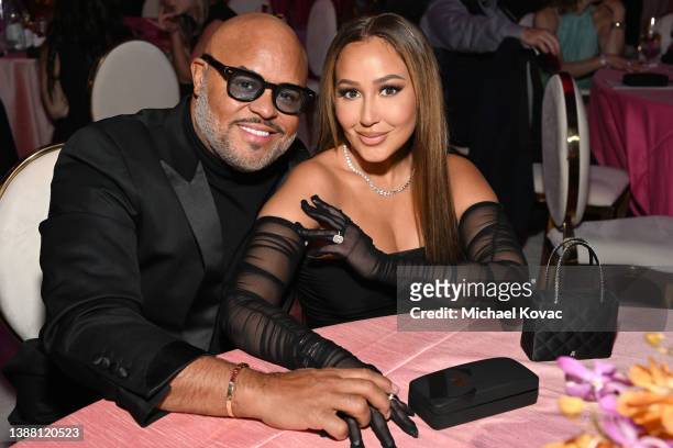 Israel Houghton and Adrienne Bailon attend the Elton John AIDS Foundation's 30th Annual Academy Awards Viewing Party on March 27, 2022 in West...
