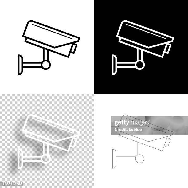 cctv - überwachungskamera. icon für design. leere, weiße und schwarze hintergründe - liniensymbol - surveillance camera stock-grafiken, -clipart, -cartoons und -symbole