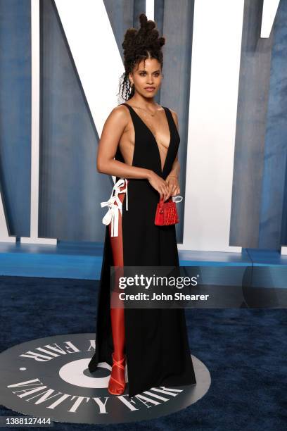 Zazie Beetz attends the 2022 Vanity Fair Oscar Party Hosted By Radhika Jones at Wallis Annenberg Center for the Performing Arts on March 27, 2022 in...