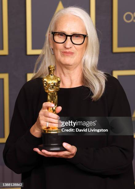 Jane Campion, winner of the Directing award for ‘The Power of the Dog’ poses in the press room at the 94th Annual Academy Awards at Hollywood and...