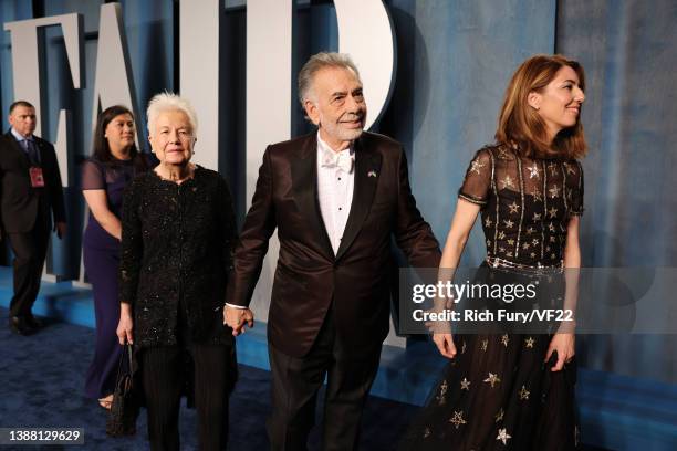 Eleanor Coppola, Francis Ford Coppola and Sofia Coppola attend the 2022 Vanity Fair Oscar Party hosted by Radhika Jones at Wallis Annenberg Center...