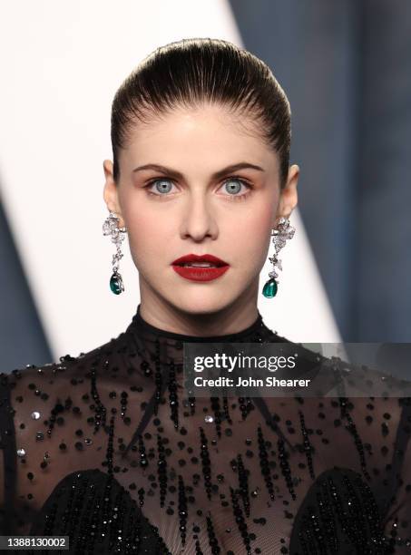 Alexandra Daddario attends the 2022 Vanity Fair Oscar Party Hosted By Radhika Jones at Wallis Annenberg Center for the Performing Arts on March 27,...