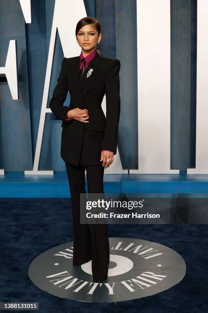 Zendaya attends the 2022 Vanity Fair Oscar Party Hosted By Radhika Jones at Wallis Annenberg Center for the Performing Arts on March 27, 2022 in...