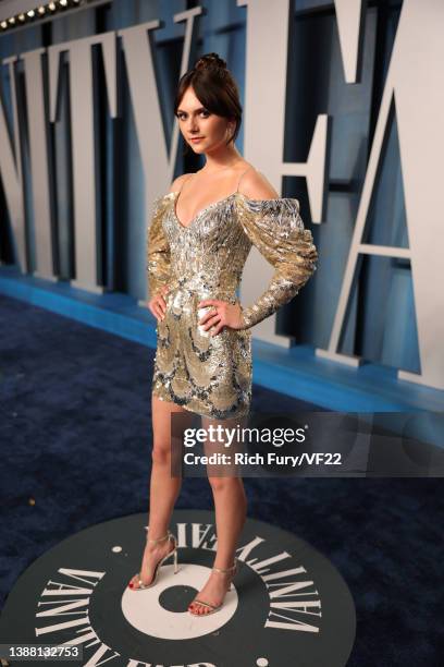 Emilia Jones attends the 2022 Vanity Fair Oscar Party hosted by Radhika Jones at Wallis Annenberg Center for the Performing Arts on March 27, 2022 in...