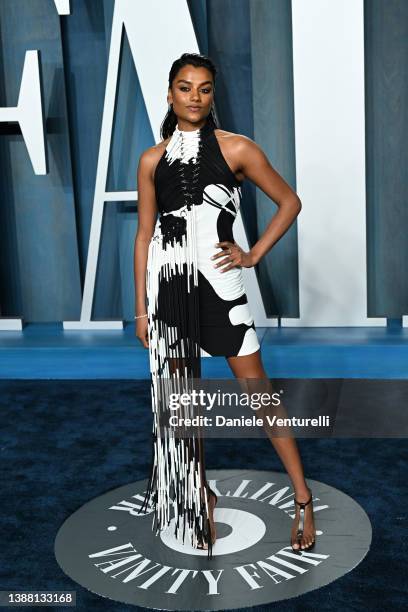 Simone Ashley attends the 2022 Vanity Fair Oscar Party Hosted by Radhika Jones at Wallis Annenberg Center for the Performing Arts on March 27, 2022...