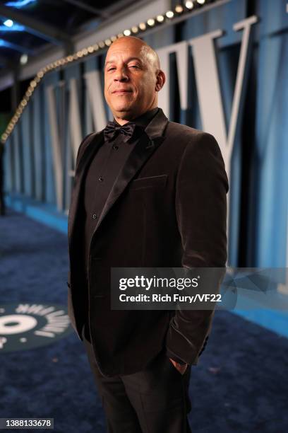 Vin Diesel attends the 2022 Vanity Fair Oscar Party hosted by Radhika Jones at Wallis Annenberg Center for the Performing Arts on March 27, 2022 in...