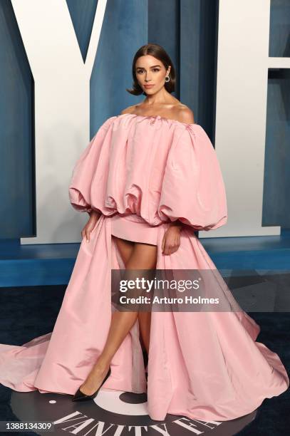 Olivia Culpo attends the 2022 Vanity Fair Oscar Party hosted by Radhika Jones at Wallis Annenberg Center for the Performing Arts on March 27, 2022 in...