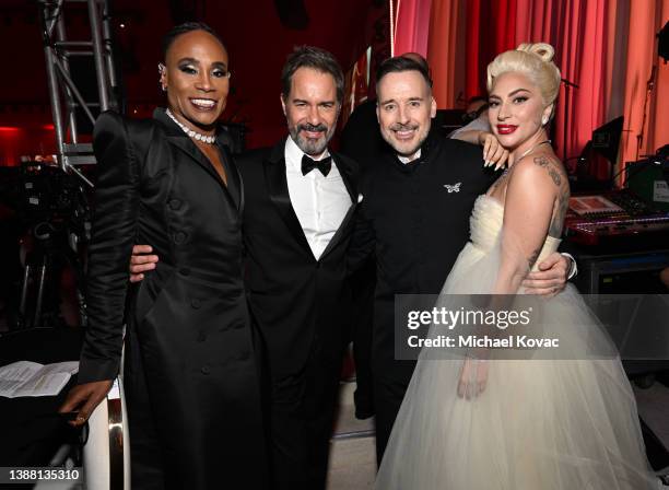 Billy Porter, Eric McCormack, David Furnish, Chairman of EJAF, and Lady Gaga attend the Elton John AIDS Foundation's 30th Annual Academy Awards...