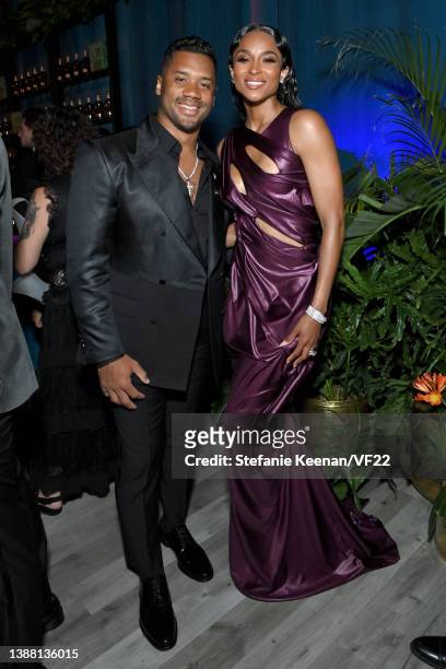 Russell Wilson and Ciara attend the 2022 Vanity Fair Oscar Party hosted by Radhika Jones at Wallis Annenberg Center for the Performing Arts on March...