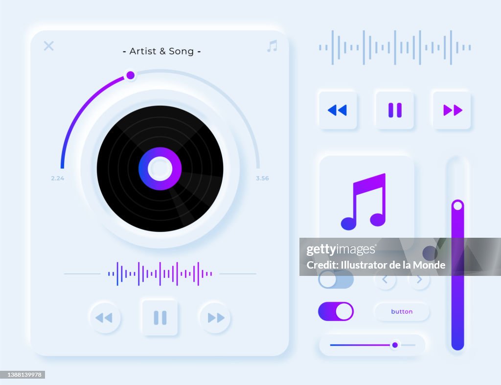 Neumorphic Design Music Player Template High-Res Vector Graphic - Getty ...