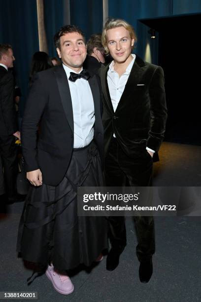 Jon Lovett and Ronan Farrow attend the 2022 Vanity Fair Oscar Party hosted by Radhika Jones at Wallis Annenberg Center for the Performing Arts on...