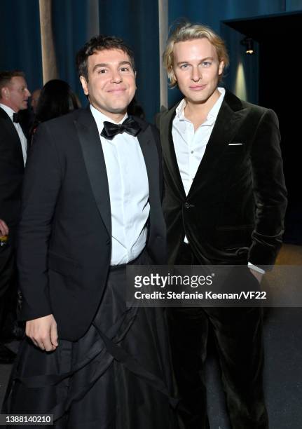 Jon Lovett and Ronan Farrow attend the 2022 Vanity Fair Oscar Party hosted by Radhika Jones at Wallis Annenberg Center for the Performing Arts on...