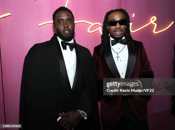 Sean Combs and Quavo attends the 2022 Vanity Fair Oscar Party hosted by Radhika Jones at Wallis Annenberg Center for the Performing Arts on March 27,...