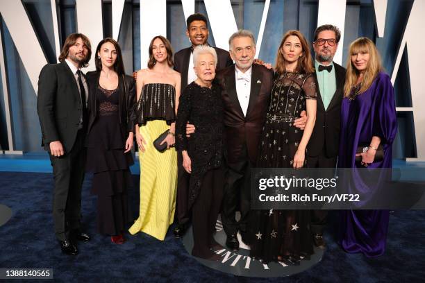 Robert Schwartzman, Eleanor Coppola, Francis Ford Coppola, Sofia Coppola and guests attend the 2022 Vanity Fair Oscar Party hosted by Radhika Jones...