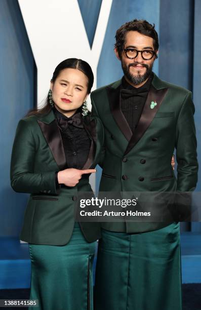 Kelly Marie Tran and guest attend the 2022 Vanity Fair Oscar Party hosted by Radhika Jones at Wallis Annenberg Center for the Performing Arts on...