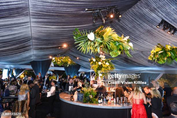 Guests attend the 2022 Mercedes-Benz Academy Awards Viewing Party at the Four Seasons Hotel Los Angeles in Beverly Hills on March 27, 2022 in Los...