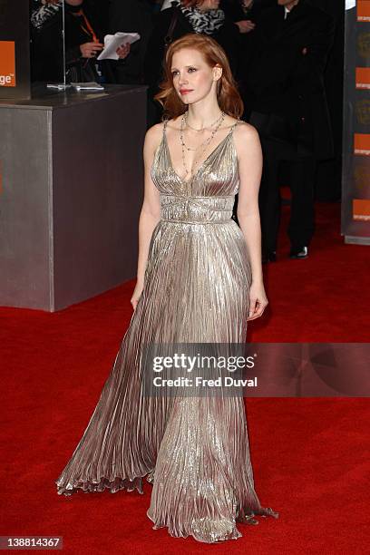 Jessica Chastain attends the Orange British Academy Film Awards at The Royal Opera House on February 12, 2012 in London, England.