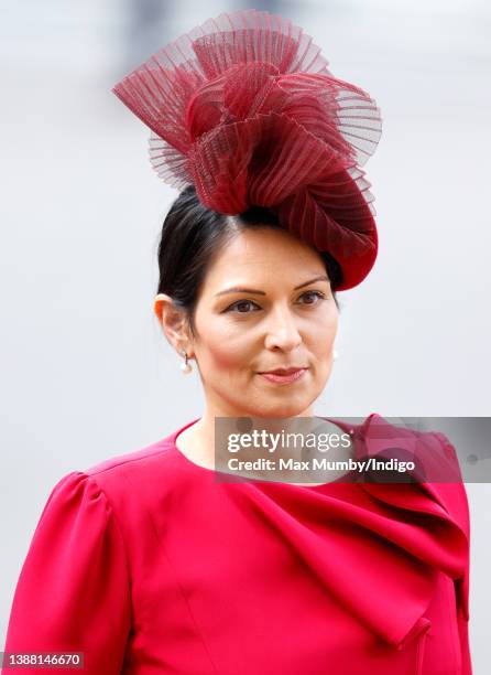 Home Secretary Priti Patel attends the annual Commonwealth Day Service at Westminster Abbey on March 14, 2022 in London, England. The Commonwealth...