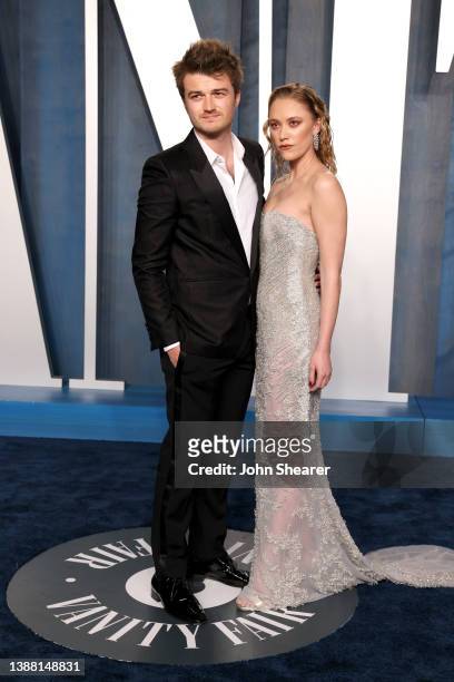 Joe Keery and Maika Monroe attend the 2022 Vanity Fair Oscar Party hosted by Radhika Jones at Wallis Annenberg Center for the Performing Arts on...